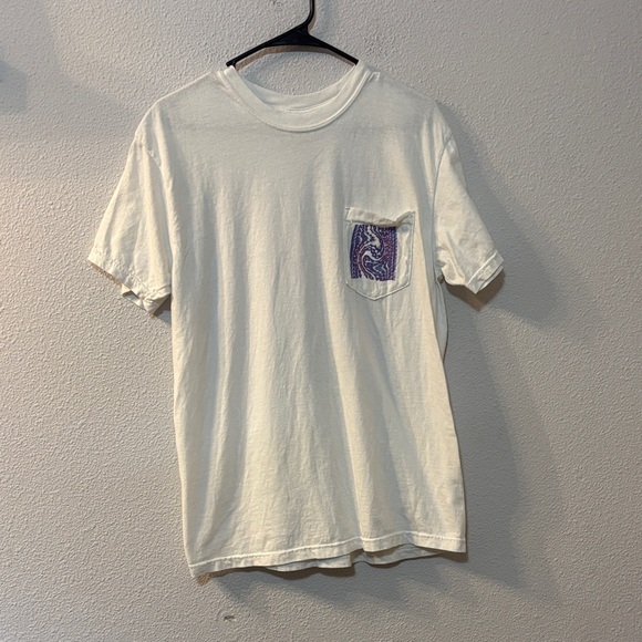 Comfort Colors Other - Comfort Colors White Short Sleeve Tee with Purple Paisley Pocket